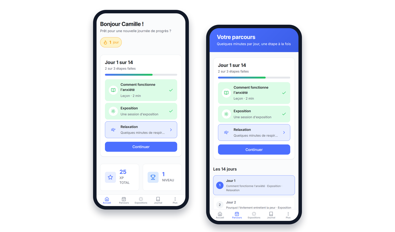 Application Calmena sur smartphone